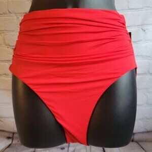 Ralph Lauren Womens Beach Club Solid High Waisted Bottoms Red